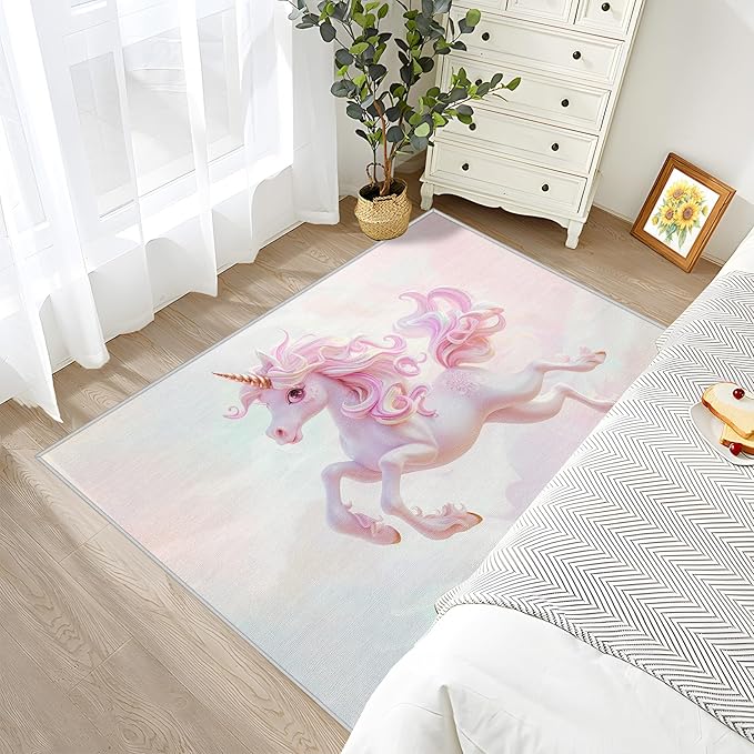 Unicorn Rugs Fro Girls Room - 3x4 Rug - Unicorn Rug - Kawaii Fantasy Animal Area Rug - Girls Kids Baby Nursery Rugs - Gradient Cute Cartoon Carpet - Home Decor