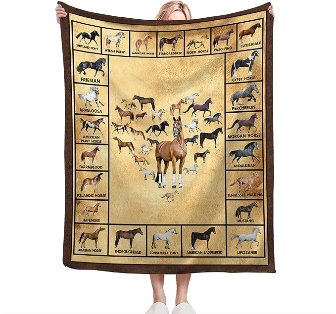 Horse Blanket Throws Horse Gifts Horses Throw Blanket for Girls Boys Kids Adults Soft Warm Cozy Fleece Blanket for Couch Sofa Bed 60"x50"