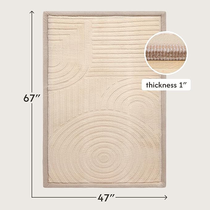 Stylish Coral Baby Play Mat for Floor 47" x 67" Arches – Soft 1" Thick High-Density Memory Foam Nursery Rug,Kids Rug with Non-Slip Backing for Crawling & Playing, Playroom Rug, Kids Carpet
