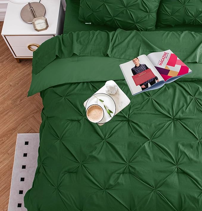 LANE LINEN Cal King Size Comforter Set - 7 Pieces Cal King Size Bed in A Bag, King Bedding Sets with Comforters, Sheets, Pillowcases & Shams, Bedding Set - Olive Green