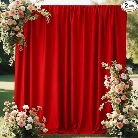Red Curtains Backdrop for Parties, Wrinkle Free Red Photo Backdrop Curtains Drapes for Party Birthday Wedding Decoration Photography,5ft x 7ft, 2 Panels