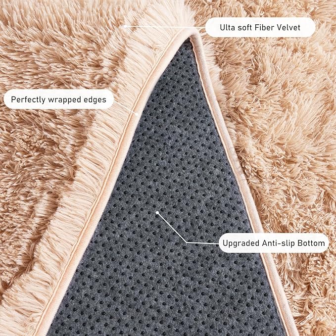 9x12 Area Rug for Living Room, Ultra Soft Large Shag Rug for Bedroom, Upgrade Non-Slip Plush Modern Fluffy Carpet for Kids Boys Girls Room Home Decor Aesthetic, Camel