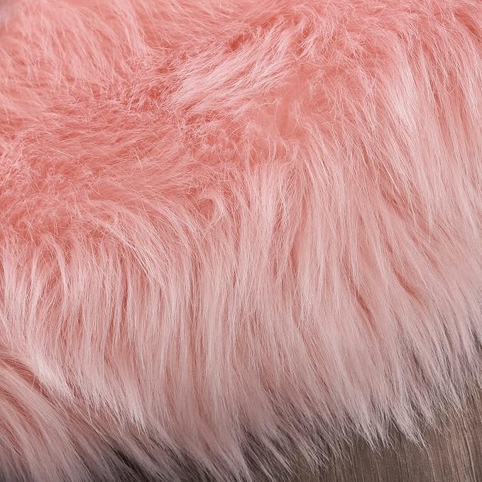 Latepis 3x4 Area Rug, Faux Fur Sheepskin Rug for Living Room, Fuzzy Rugs for Teen Girls Bedroom, Luxury Room Decor, Fluffy Pink Rug, Rectangle
