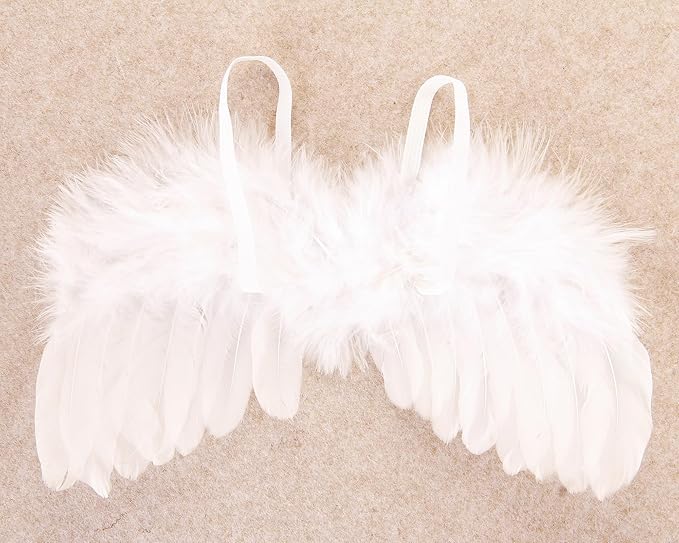 Nishine 2 PACK White Newborn Fuzzy Feather Angel Wings + Headband Set for Baby Cosplay Girls Costume Photography