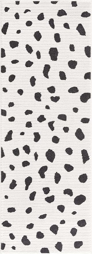 Hauteloom Tariffville Modern Animal Print Dalmatian Style Area Rug for Living Room, Bedroom, Kids Room, Nursery - High Pile Carpet - Black and White, Charcoal - 2' x 3'