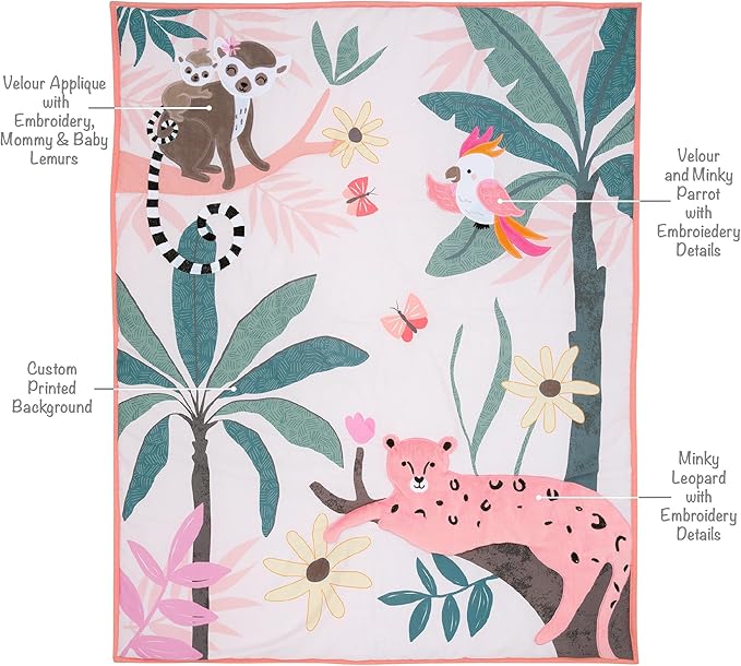 Lambs & Ivy Enchanted Safari Leopard/Lemur Jungle 3-Piece Baby Crib Bedding Set