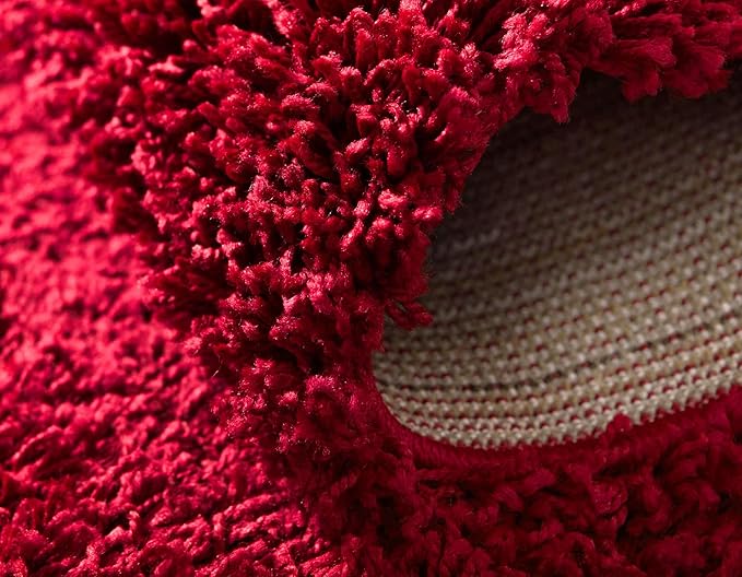Unique Loom Solid Shag Collection Area Rug (6' 1" x 9' Rectangle, Cherry Red)