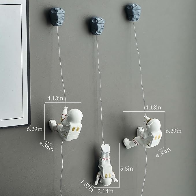 XGZY Climbing Astronaut Wall Decor: 3 Pcs Astronaut Figurine Hanging Decoration Outer Space Theme Decor for Home Decor 3D Wall Decor for Bedroom Kids Room Christmas Gift for Kids