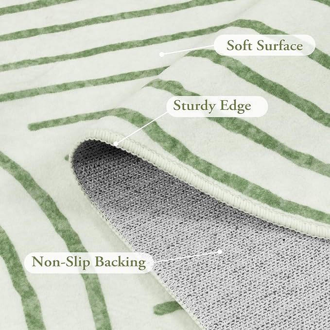 Lahome Abstract 9x12 Area Rugs for Living Room Bedroom, Soft Washable Rugs 9x12, Ultra-Thin Non-Slip Modern Dining Room Rug Non-Shedding Accent Carpet for Office, Green