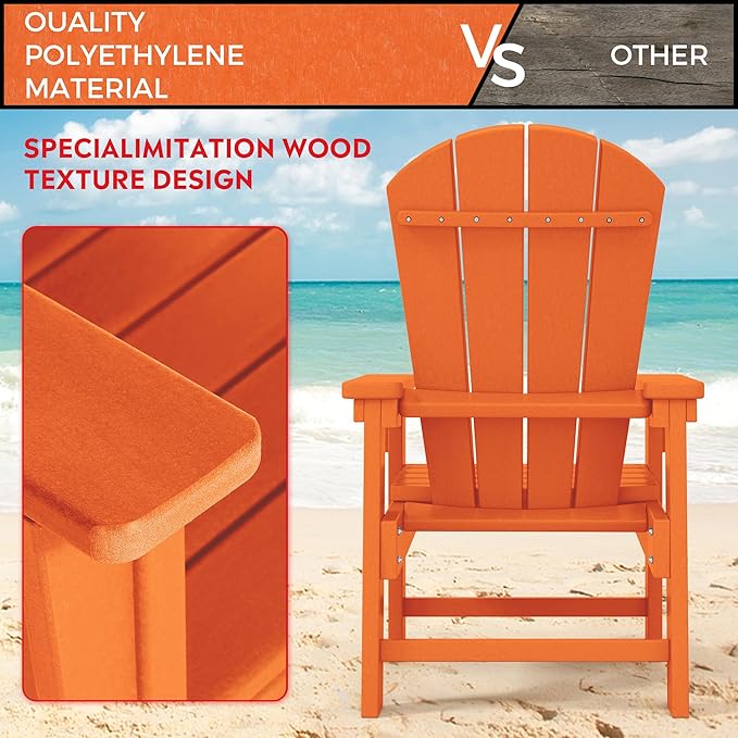 Costaelm Paradise Kids 5-Piece HDPE Outdoor Square Patio Dining Table and Chairs Set, Orange