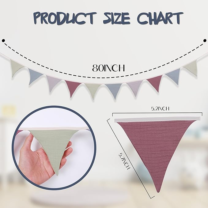 Pennant Banner Flags,Infant and toddler room decoration pennant,for Nursery Decor Baby Birthday Boho Wedding Shower Party Event (Colorful triangular flag banner90)