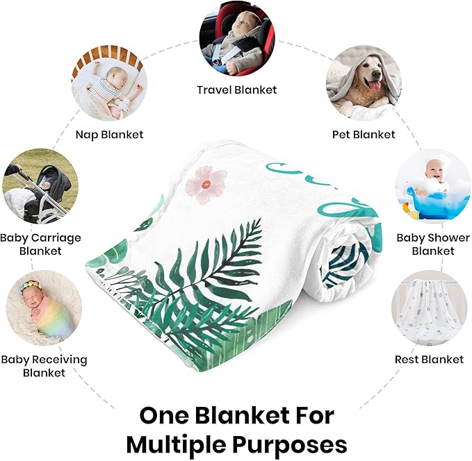 J&SBGFT Personalized Baby Blanket with Name for Boys - Customized Name Receiving Blanket for Toddlers, Kids - Nursery, Stroller, Crib Decor Throw - 30"x40", Color