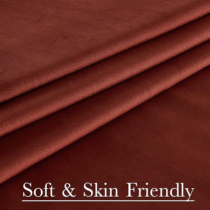 StangH Rust Red Velvet Curtains - Christmas Holiday Decoration Thermal Insulated Noise Reducing Drapes for Home Theater/Studio/Dining Room, W52 x L84, 2 Panels