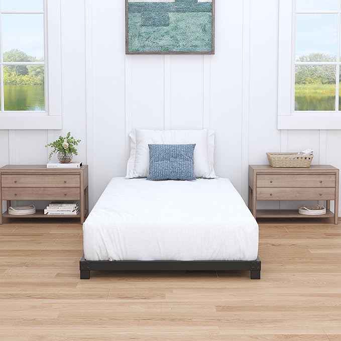 4 Inch Twin Bed Frames Low Profile, Twin Platform Bed Frame No Box Spring Needed, Heavy Duty Metal, Easy Assembly, Black