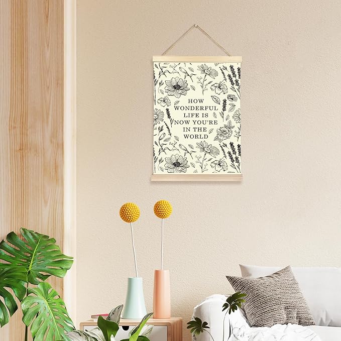 Hiuwevt Floral Nursery Wall Art, Black Boho Poster Hanger Frame, Kids Room Decor, Neutral Baby Shower Newborn Wall Art Decor for Toddler Girls Room Home Bedroom, 12x16 Inch