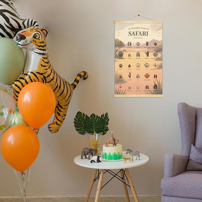 Slagindeco Safari Animal Tracks Hanging Poster, Jungle Nursery Decoration, Safari Theme Baby Room Decor