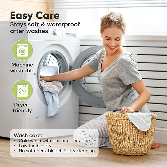 2-pk Waterproof Bassinet Sheets Girls, Boys, Cotton - 33x17 Universal Bassinet Mattress Pad Protector Cover, Compatible with Graco,Baby Delight,Chicco,Halo Bassinest Swivel Sleeper Fitted (Soft White)