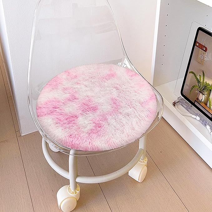 2x2 ft Small Fluffy Round Rug for Girls Bedroom,Soft Shaggy Kids Pink Rugs Kawaii Colorful Carpet Fuzzy for Room Kids Bedroom Girls Dresser Playroom Nursery Storage Cabinet Décor