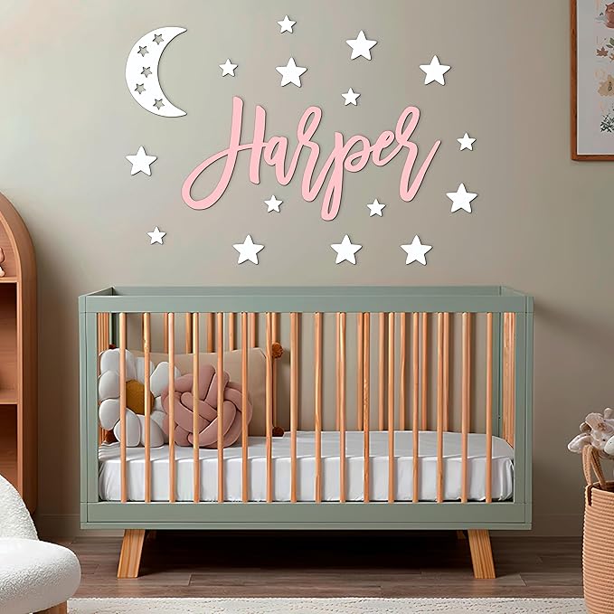 Personalized Custom Wood Name Sign with Decorative Wooden Shapes Nursery Name Sign, Personalized Baby Gifts Nursery Wall Decor Baby Name Sign Wooden Name Sign