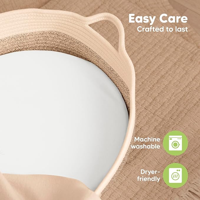 2-Pack Baby Bassinet Sheets Girl, Boy - 33x17 Viscose Derived from Bamboo Bedside Mattress Fitted Bassinet Sheets, Compatible with Halo Bassinest Swivel Sleeper, Baby Delight, Graco (Rose)