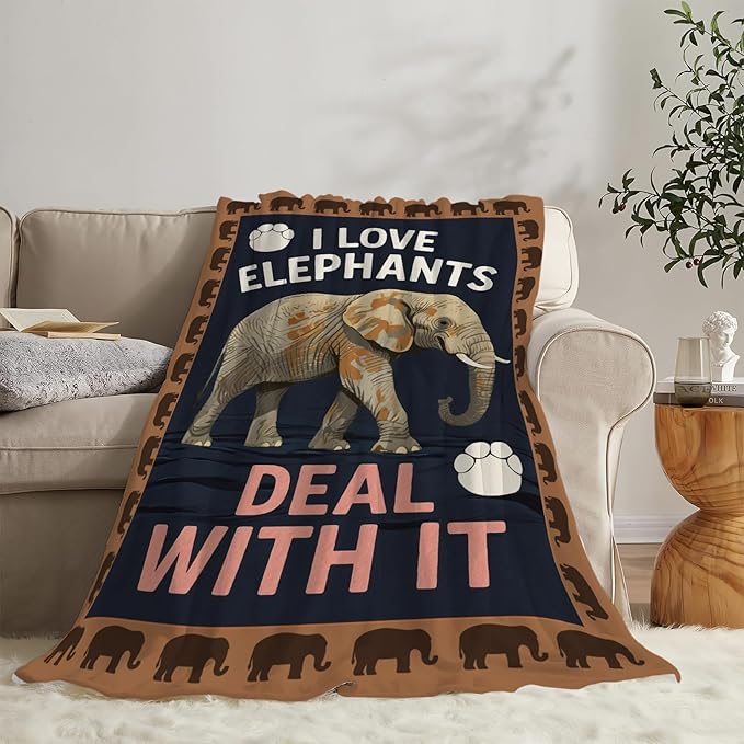 Elephant Blanket Elephants Throw Blanket Animal Soft Cozy Fleece Fuzzy Stuffed Plush Flannel Gifts for Girls Women Boys Kids Adults 40''x50''
