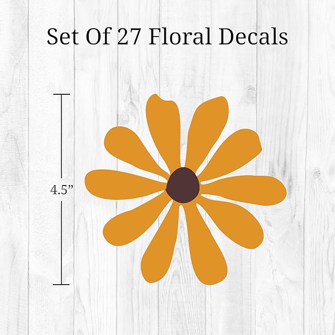 Decalcomania Wildflower Wall Decals - Set of 27 Flower Wall Stickers for Nursery Bedroom Bathroom Classroom Living Room Removable Peel and Stick Indoor Decor