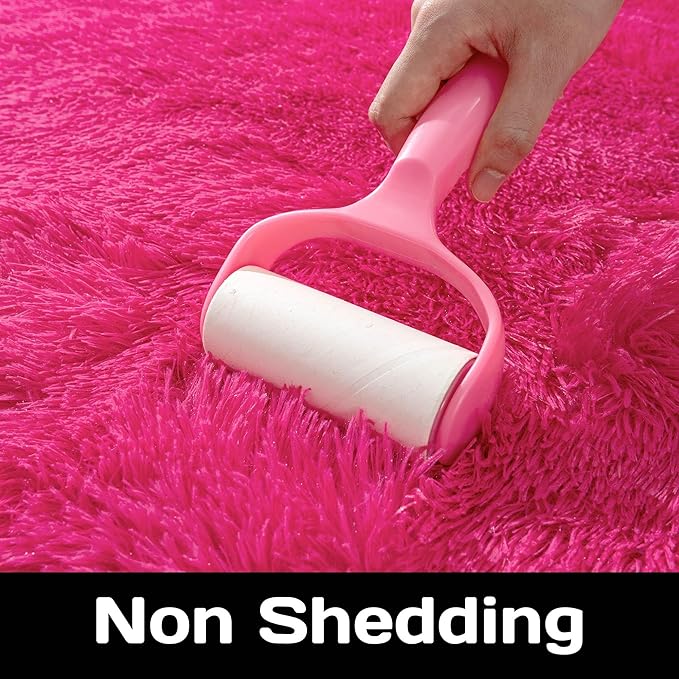 Fluffy Area Rug for Living Room 8x10 Feet, Hot Pink Shaggy Rugs for Bedroom 8x10 Area Rugs Non Slip Clearance