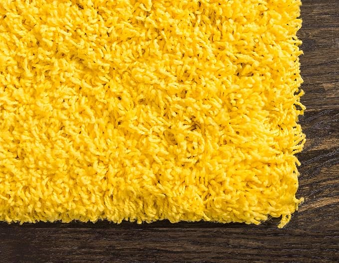 Unique Loom Solid Shag Collection Area Rug (7' 10" x 10' Rectangle, Tuscan Sun Yellow)