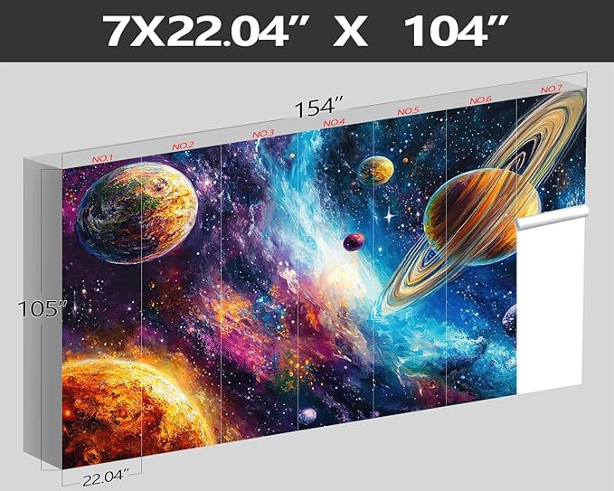 XMPMBM-Starry Sky Abstraction Art Graffiti Wallpaper Colorful Planets Nursery Room Boys Bedroom Bathroom Wall Mural- W 154" X H 105"（112 Square Foot）