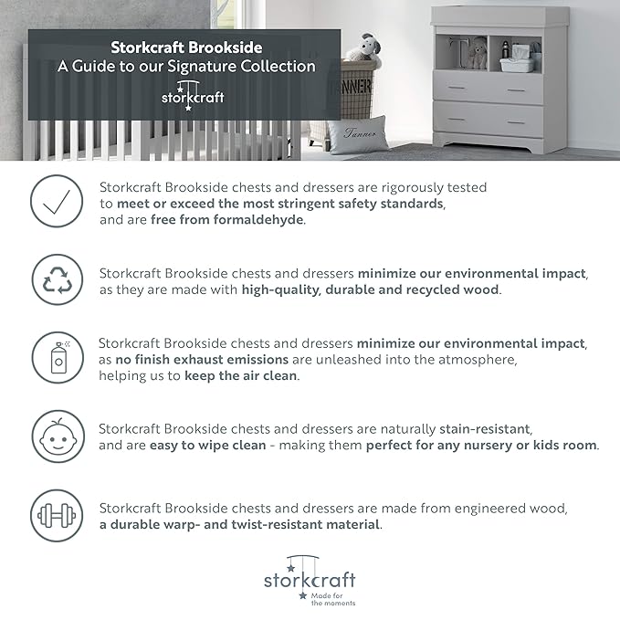 Storkcraft Brookside 6-Drawer Dresser (Black) – GREENGUARD Gold Certified, Black Dresser for Bedroom, Kids & Nursery Storage Chest, Safety Interlocking Drawers, Pre-Installed Tracks, Kids Chest