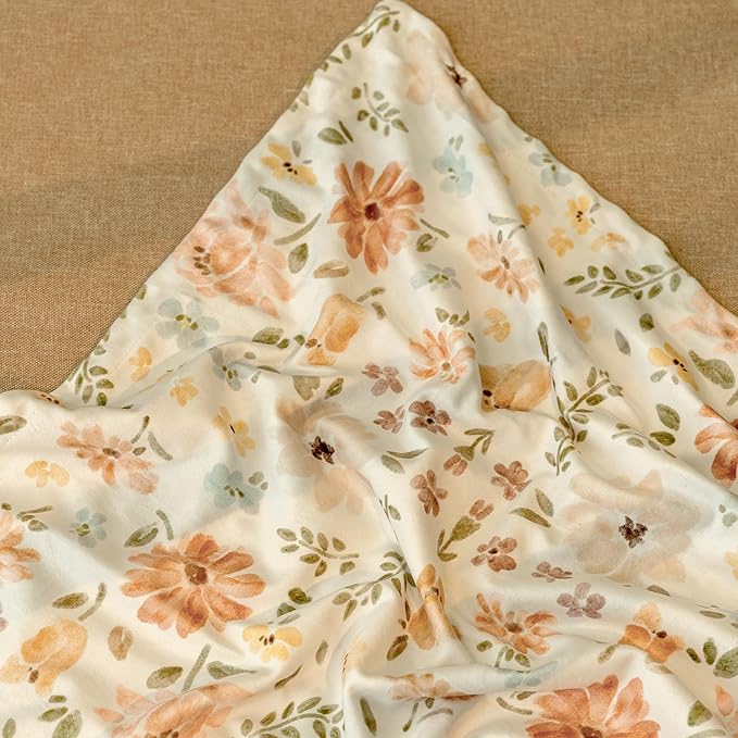 Baby Blanket for Girls, Soft Cozy Nursery Minky Blanket with Double Layer Dotted Backing for Infant Toddler in Crib Stroller, Cute Floral Orange Blanket, 30x40 Inches