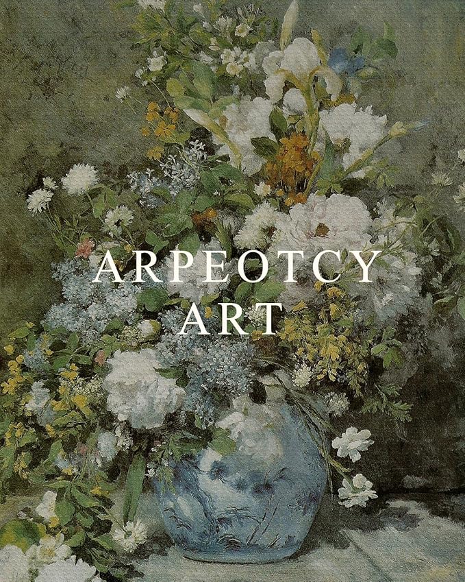 ARPEOTCY Floral Framed Canvas Wall Art Prints, Vintage French Flower Wall Art Home Decor, Ceramic Vase Floral Oil Painting for Living Room, Bedroom, Bathroom, Office Decor, 9"x11"