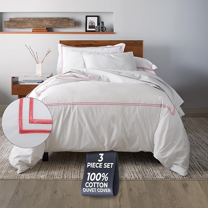 Ella Jayne Twin Duvet Cover (2 Pieces), 100% Cotton Percale, Twin/Twin XL, Soft, Breathable & Lightweight Including Duvet Cover Twin (1 Piece) 68" x 90" Inches with 1 Pillow Shams (Pink Design)