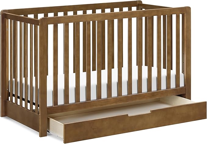 Carter's by DaVinci Colby 4-in-1 Convertible Crib with Trundle Drawer in Walnut, Greenguard Gold Certified, Undercrib Storage