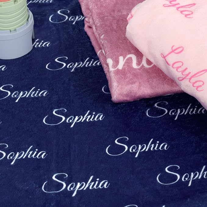 DayOfShe Personalized Name Blankets for Baby Boys Girls Christmas Stocking Stuffers Gifts Custom Blankets with Name for Grandkid Toddler Teen Boys Girls Gifts