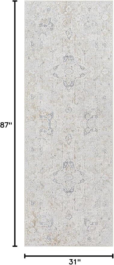 Mark&Day Washable Rugs, 3x7 Moya Traditional Hickory Runner Area Rug, Brown Grey Beige Carpet for Hallway, Kitchen, Bedroom or Living Room (2'7" x 7'3" Runner, Machine Washable)