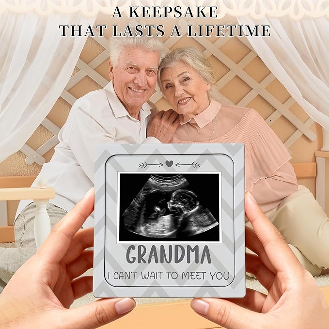 Pregnancy Announcement Sonogram Picture Frame for Grandma, Ultrasound Photo Frame Wooden Surprise Box for New Grandparents, Pregnancy Reveal Keepsake for Grandmothers, First Mother's Day Gifts