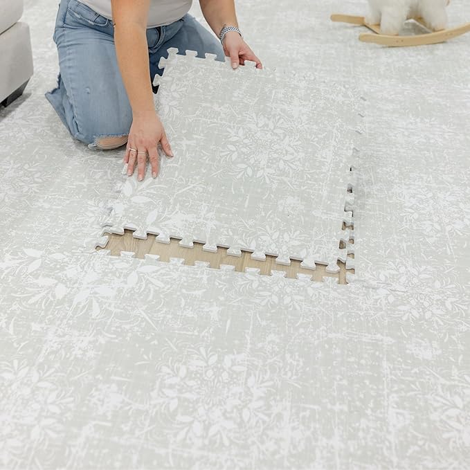 Baby Play Mat for Floor - Eden (6x8ft) - Premium EVA Foam Play Mat for Babies & Toddlers (Ages 0-5+) - Non-Toxic Playmat for Tummy Time, Crawling & Playroom - Stylish & Comfortable