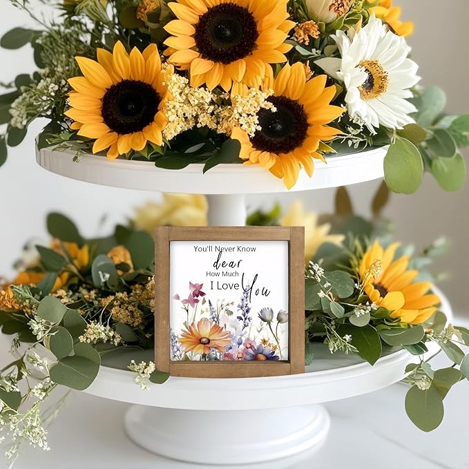 pechpell Wooden You'll Never Know Dear How Much I Love You Sign, Wildflower Baby Nursery Decor, Wild Flower Pictures Art, Wall Table Shelf Room Bedroom Bathroom Home Decorations