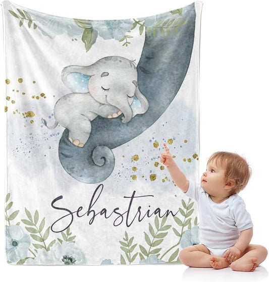 J&SBGFT Personalized Baby Blanket for Boys - Custom Name Receiving Blanket for Toddlers, Kids Nursery, Stroller, Crib Decor Throw 30"x40", Color6