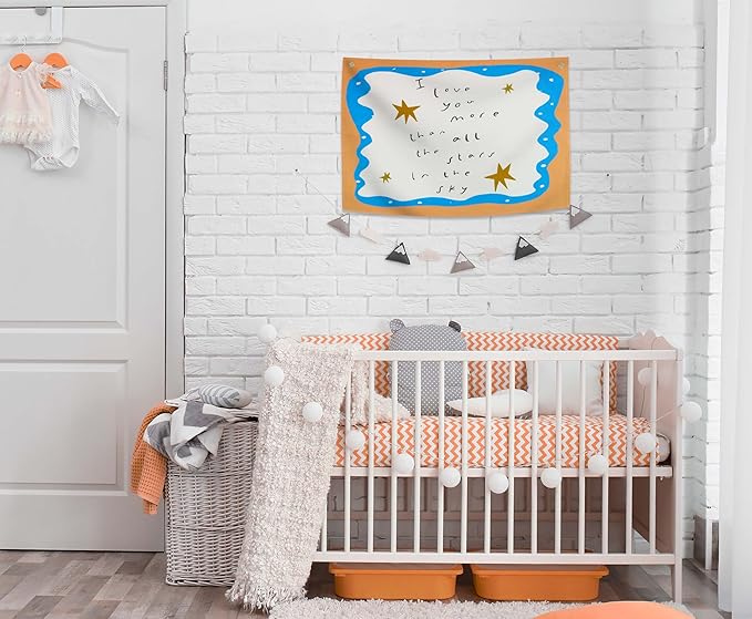 Boho Rectangular Banner Flag Wall Decorations Gift for Baby Boy Girl Kid,Nursery Bedroom Above Crib Homeschool Playroom Decor-Baby,Shower Birthday Christmas Gift-I Love You More Than All The Stars