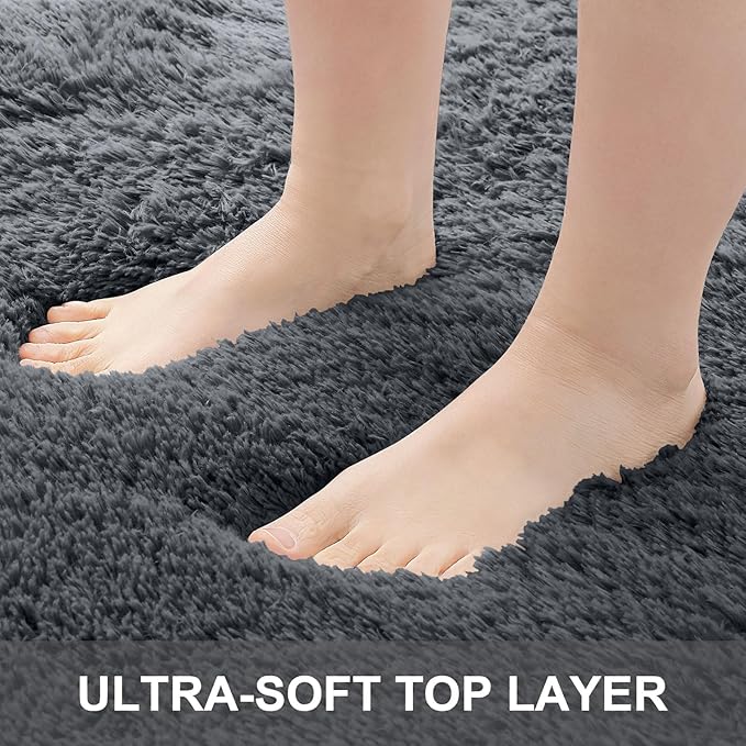OLANLY 2x4 Machine Washable Runner Rugs for Hallway, Soft Fluffy Shaggy Bedside Rugs for Bedroom, Living Room, Indoor Floor Carpet for Kids Girls and Boys, Nursery Rooms, Home Decor Aesthetic, Grey