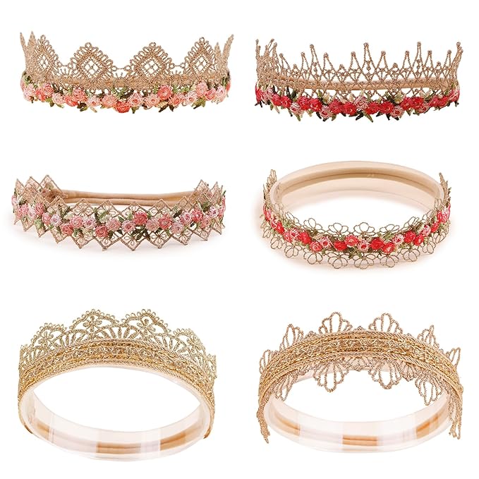 cherrboll Baby Flower Bows Headbands 6pcs Floral Hair Wraps Nylon Hairbands Crown Newborn Infant Toddler Hair Accessories