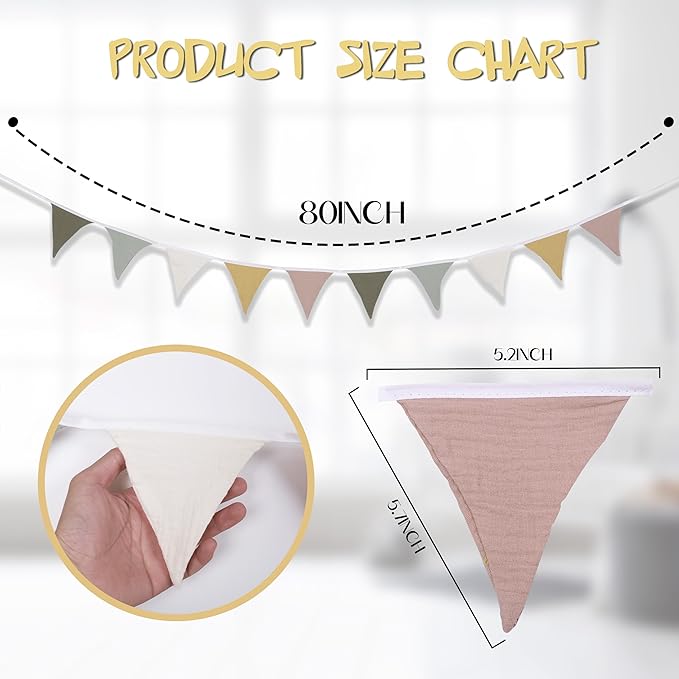 Pennant Banner Flags,Infant and toddler room decoration pennant,for Nursery Decor Baby Birthday Boho Wedding Shower Party Event (Colorful triangular flag banner93)