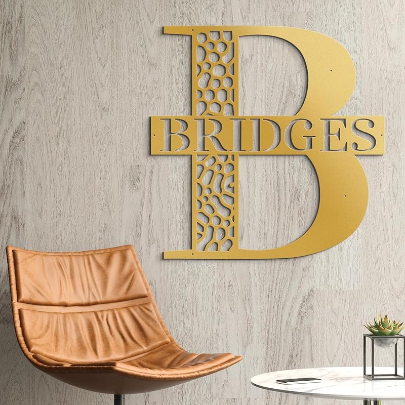 Custom Metal Signs Metal Name Sign Metal Wall Art Split Letter Monogram Wall Decor Metal Wall Art Last Name Sign Family Name Sign