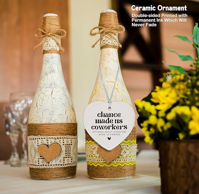 Heart Shaped Christmas Ornament-Chance Made Us Coworkers-Funny Promotion Retirement Farewell Leaving New Job Appreciation Gift for Boss Friend Coworker Keepsake with Gift Box