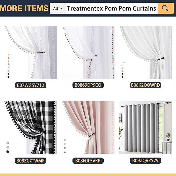 Treatmentex Green Blackout Curtains for Bedroom 90 inch Pom Pom Windows Drapes Cute Decorative Triple Weave Thermal Insulated Curtain Drapes for Nursery Room Studio Hotel 52" w x2 Panels Rod Pocket