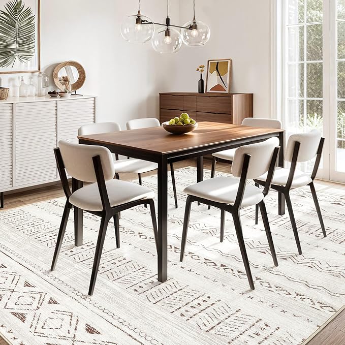 Area Rugs for Living Room Washable Living Room Rug Soft Neutral Indoor Floor Carpet Non-Slip Stain Resistant Modern Boho Rugs for Bedroom Dining Room Kids Room Nursery Office Home Light Brown