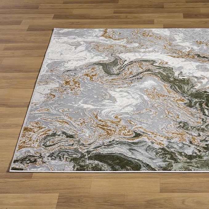 LUXE WEAVERS Marble Swirl Abstract Area Rug, Green 4x5