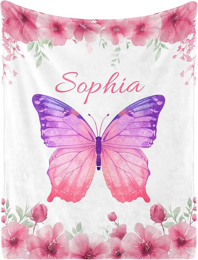 Personalized Baby Blanket- Custom Baby Blanket for Girls Soft Flanne Blankets in Easter Personalized Baby Gifts for Christmas Birthday Baby Shower Infant Newborn Shower (Red)
